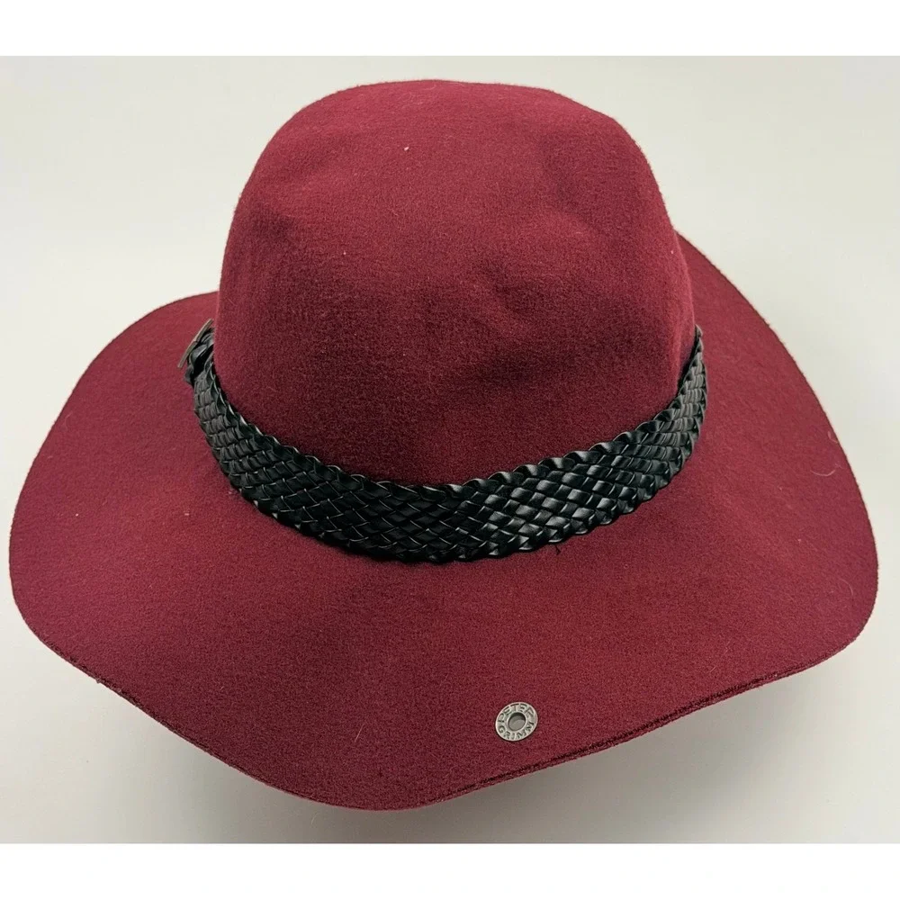 Peter Grimm Burgundy Wide Brim Felt Fedora Hat One Size